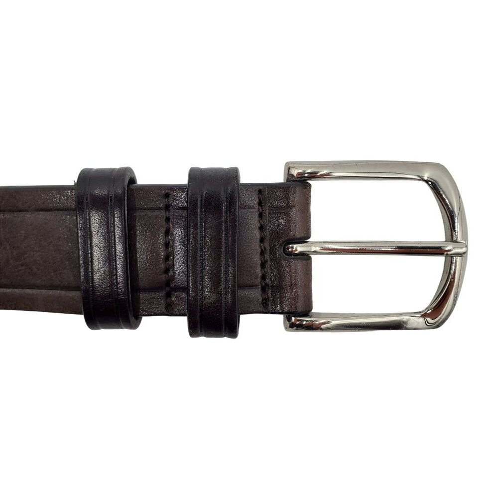 Vintage Cole Haan Dress Belt Brown Men's Size 36 Inch Leather Solid Brass Buckle - Picture 2 of 12